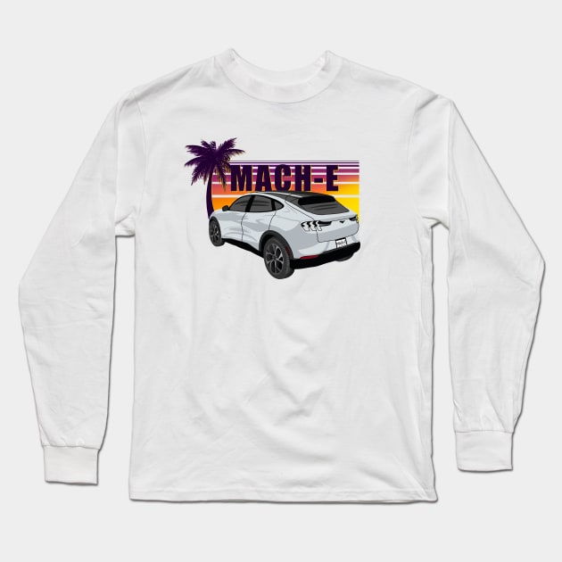 Sunset Mach-E in Space White Long Sleeve T-Shirt by zealology